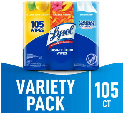 Lysol® Disinfecting Wipes - (1 Lemon + 1 Brand New Day Mango & Hibiscus + 1 Crisp Linen) 4/(3x35) count