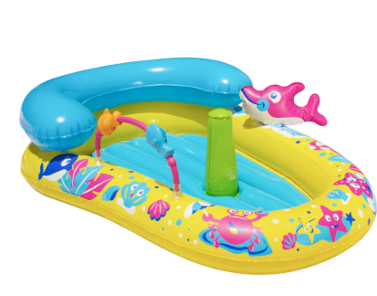Banzai Jr. Backyard Inflatable Water-Sprinkling Splash Discovery Activity Center, Baby Pool, Age 9-24 Months