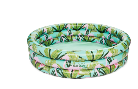 Float Life by Funboy Inflatable Round 3-Ring Swimming Pool, Flamingo, 65" Diameter, Children Ages 6+