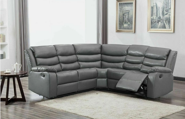 Roma Leather Recliner Sofa with Cup Holders (Black ,Grey 3+2 Seater)