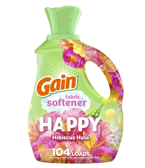 Gain Liquid Fabric Softener and Conditioner, Happy, Hibiscus Hula Scent, 71 fl oz, 104 Loads