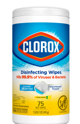 Clorox Bleach-Free Disinfecting and Cleaning Wipes, Crisp Lemon, 75 Count