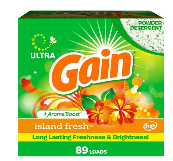 Gain Powder Laundry Detergent, Island Fresh Scent, 82 oz, 89 Loads