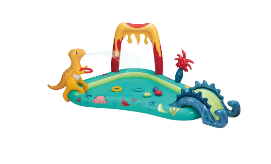 Bluescape Dino Inflatable Play Center, Kiddie Pool with Sprinkler, Toys & Slide, Age 2 & up, Unisex