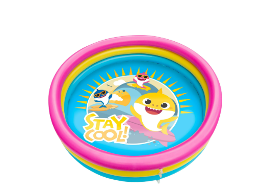 Pinkfong Baby Shark 3-Ring Inflatable Swimming Pool, Portable Pool for Summer Play (Ages 2+)