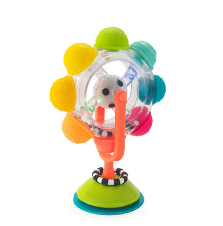 Sassy Light-up Rainbow Reel Spinning Developmental Suction Cup Baby High Chair Tray Toy 6+ Months