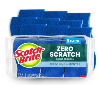 Scotch-Brite Non-Scratch, Zero Scratch Scrub Sponges, 9 Sponges