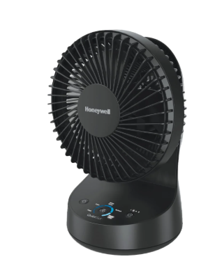 Honeywell QuietSet 9" Oscillating Table Fan, 5 Speeds, Black, Small Room Fan with Quiet Operation