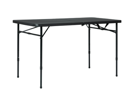 Mainstays 4 Foot Fold-in-Half Adjustable Folding Table, Rich Black