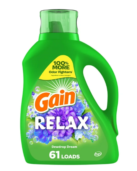 Gain Liquid Laundry Detergent, Relax, 88 fl oz, 61 Loads, HE