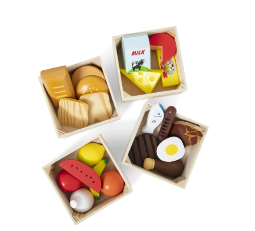 Melissa & Doug Food Groups - 21 Wooden Pieces and 4 Crates, Multi