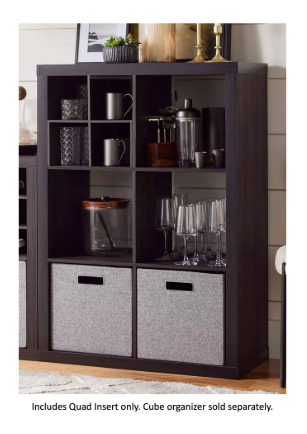 Better Homes & Gardens Quad Shelf Cube Organizer Insert, Tobacco Oak