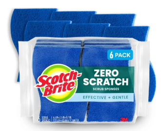 Scotch-Brite Non-Scratch, Zero Scratch Scrub Sponges, 6 Sponges