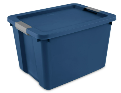 Sterilite Large Storage Bin, 20 Gallon Plastic Storage Container with Latch Lid, Blue