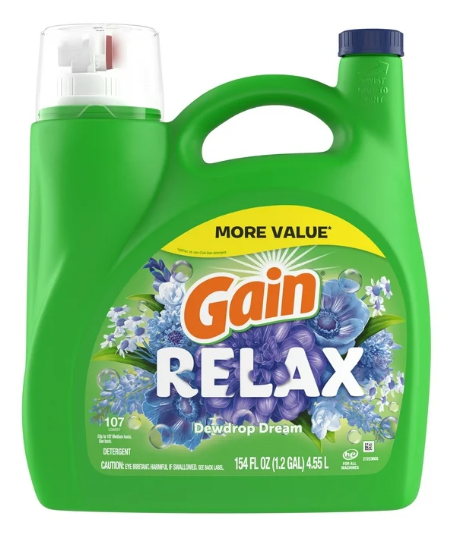 Gain Liquid Laundry Detergent, Relax, 154 fl oz, 107 Loads, HE