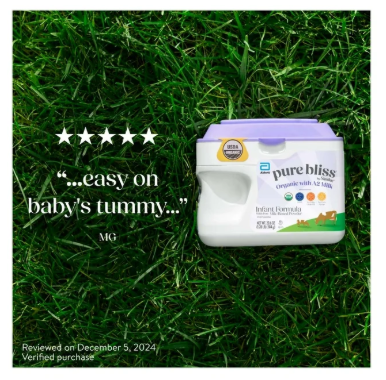 Pure Bliss by Similac Organic with A2 Milk Powder Baby Formula, Easy to Digest, 20.6-oz Tub