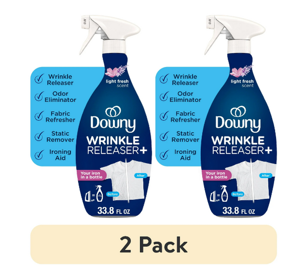 (2 pack) Downy Wrinkle Releaser and Refresher Fabric Spray, Light Fresh Scent, 33.8 fl oz