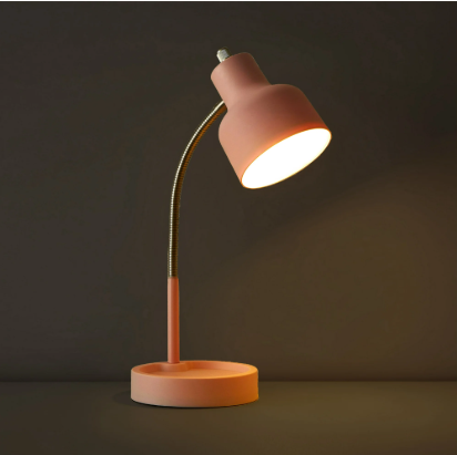 Mainstays LED Desk Lamp with Catch-All Base & AC Outlet, Matte Blush Pink