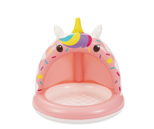 Play Day Inflatable Unicorn Shade Pool, Round, Pink, Ages 1-3, Unisex