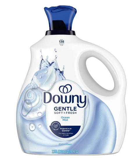 Downy Gentle Soft + Fresh Liquid Fabric Softener, Ocean Mist Scent, 93 fl oz, 138 Loads