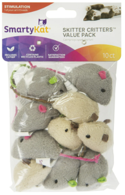 SmartyKat Skitter Critters Value Pack, Soft Plush Catnip Filled Mice Cat Toys, 10 Count